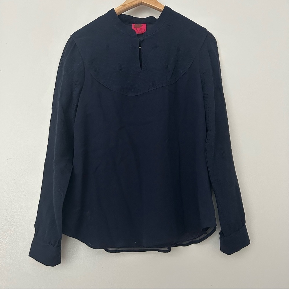 Juliette Longuet 100% silk navy blouse L